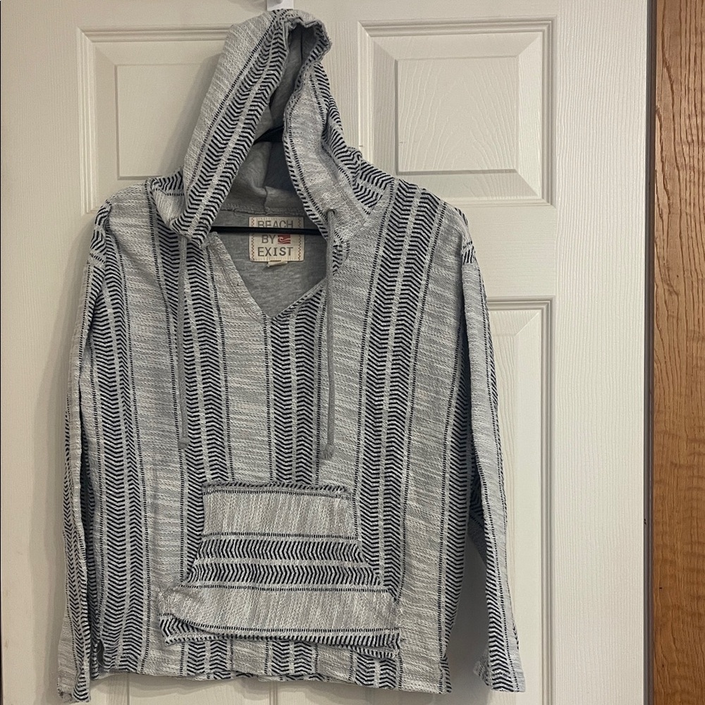 Gray and Black Striped Hoodie